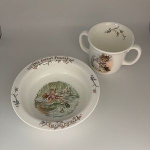 Royal Albert 1986 Beatrix Potter Jeremy Fisher Bowl & Hunca Munca Mug